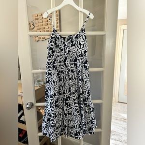 JCrew Black and White Floral Tie Front Cut Out Midi NWT